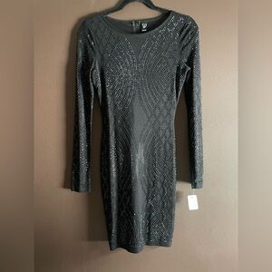 NWOT Windsor Black Long Sleeve Studded Dress size small stoned cocktail